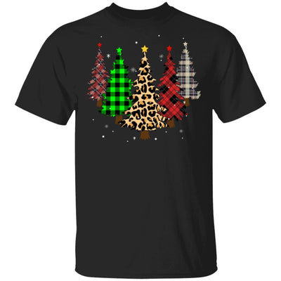 Merry Christmas Tree Leopard Buffalo Plaid Xmas Gifts-T-Shirt & Sweatshirt-Classic T-Shirt-Black