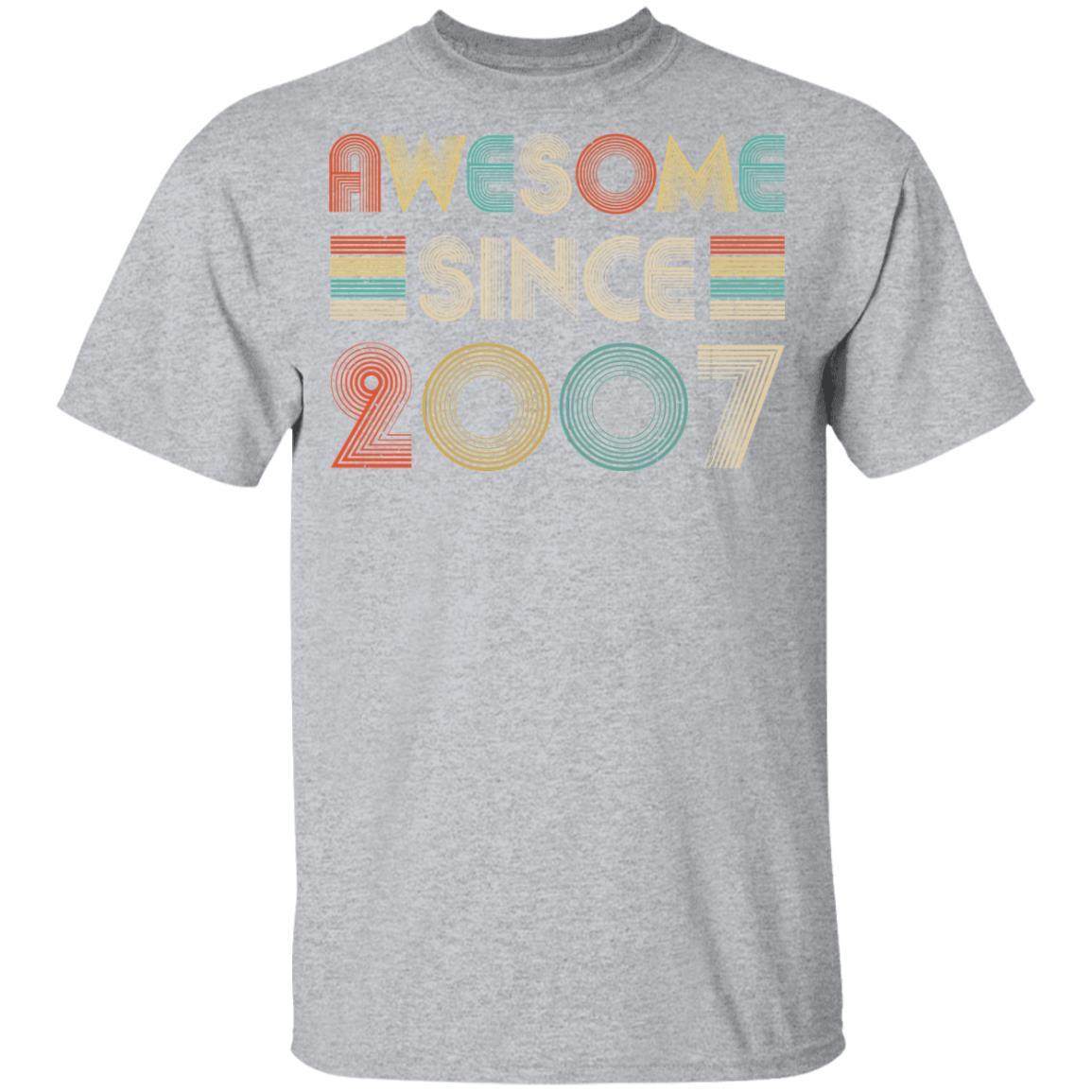 Awesome Since 2007 14th Birthday Gifts-T-Shirt & Hoodie-Youth T-Shirt-Sport Grey