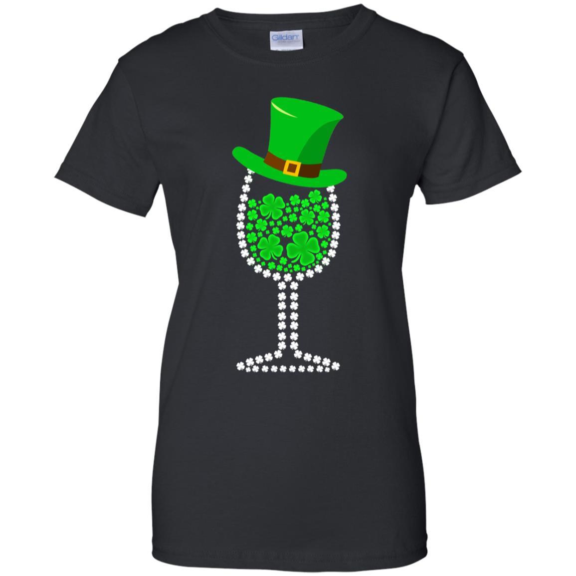 Shamrock Wine Glass Top Hat St Patrick's Day Gift-T-Shirt & Hoodie-Women's T-Shirt-Black