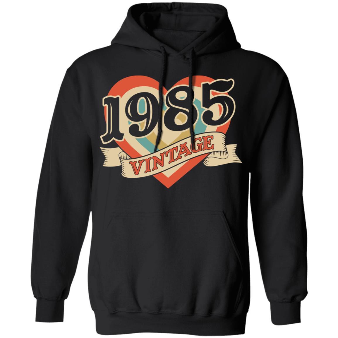 36th Birthday Gifts Classic Retro Heart Vintage 1985-T-Shirt & Tank Top-Pullover Hoodie-Black