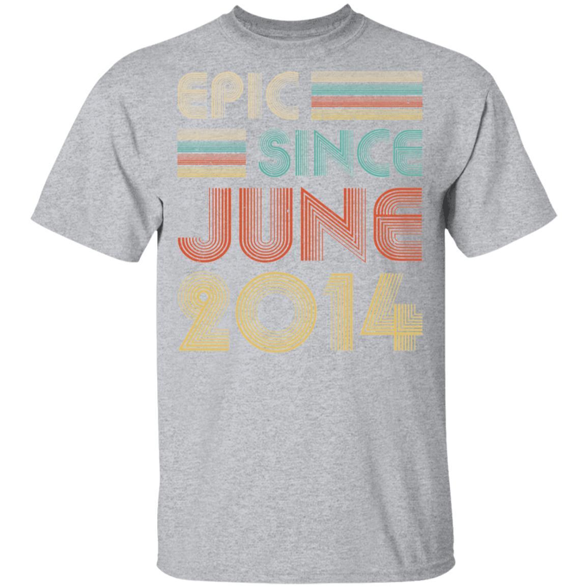 Epic Since June 2014 Vintage 7th Birthday Gifts Youth-Youth Shirt-Youth T-Shirt-Sport Grey