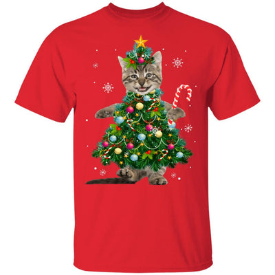 Santa Maine Coon Cat Christmas Tree Light Funny Xmas Cat-T-Shirt & Sweatshirt-Classic T-Shirt-Red