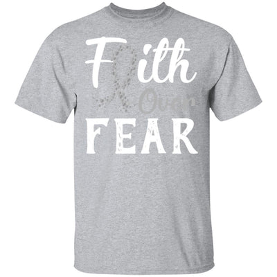 Brain Cancer Diabetes Awareness Gray Ribbon Faith Over Fear-T-Shirt & Hoodie-Classic T-Shirt-Sport Grey