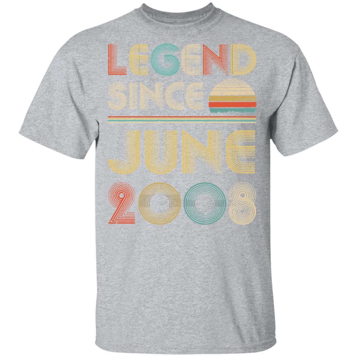 Legend Since June 2008 Vintage 13th Birthday Gifts Youth-Youth Shirt-Youth T-Shirt-Sport Grey