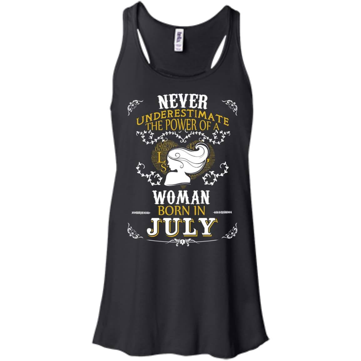 A Woman Born In JULY-T-Shirt & Hoodie-Women's Flowy Racerback Tank-Black