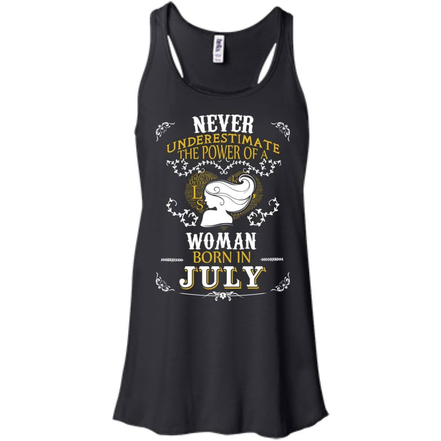 A Woman Born In JULY-T-Shirt & Hoodie-Women's Flowy Racerback Tank-Black