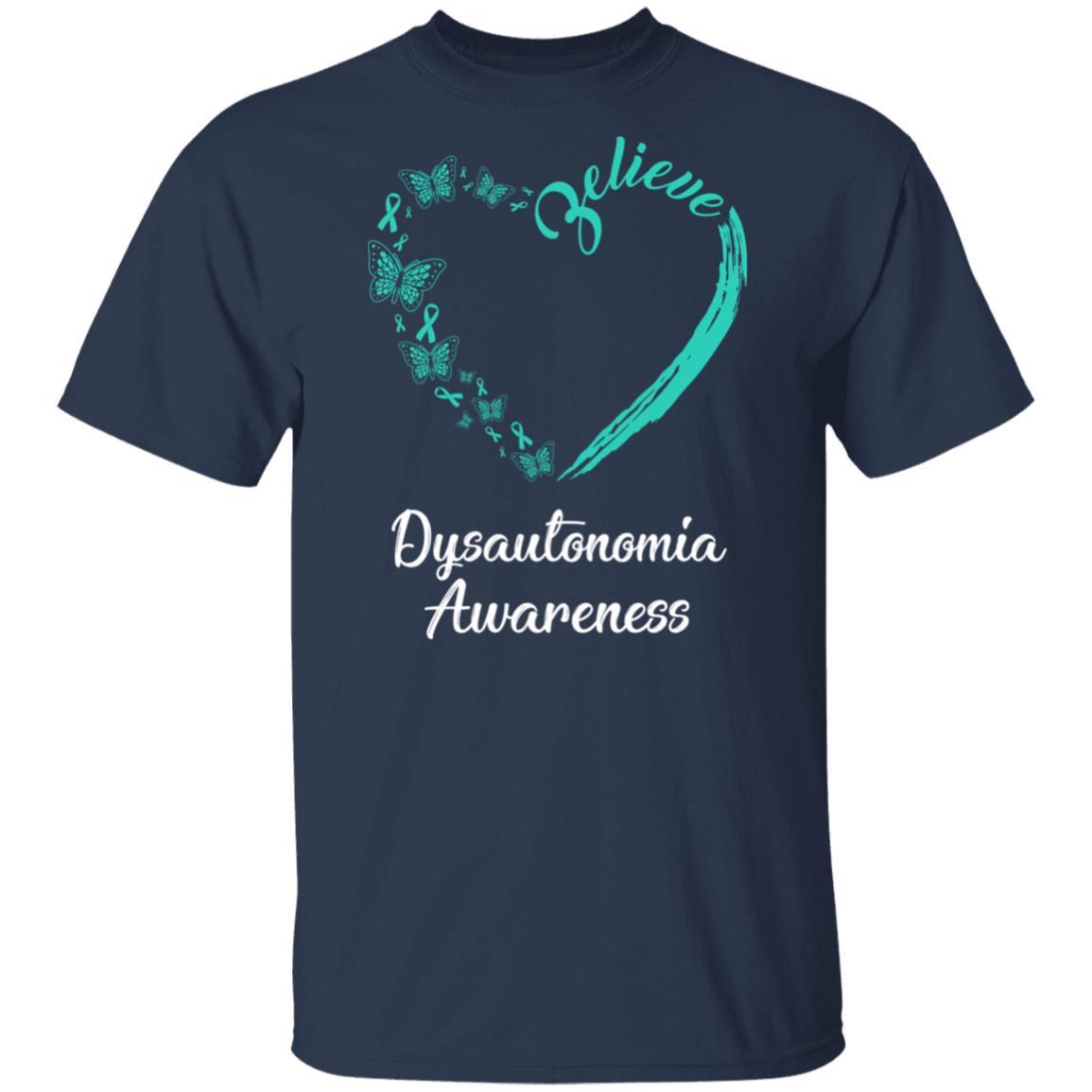 Butterfly Believe Dysautonomia Awareness Ribbon Gifts-T-Shirt & Hoodie-Classic T-Shirt-Navy