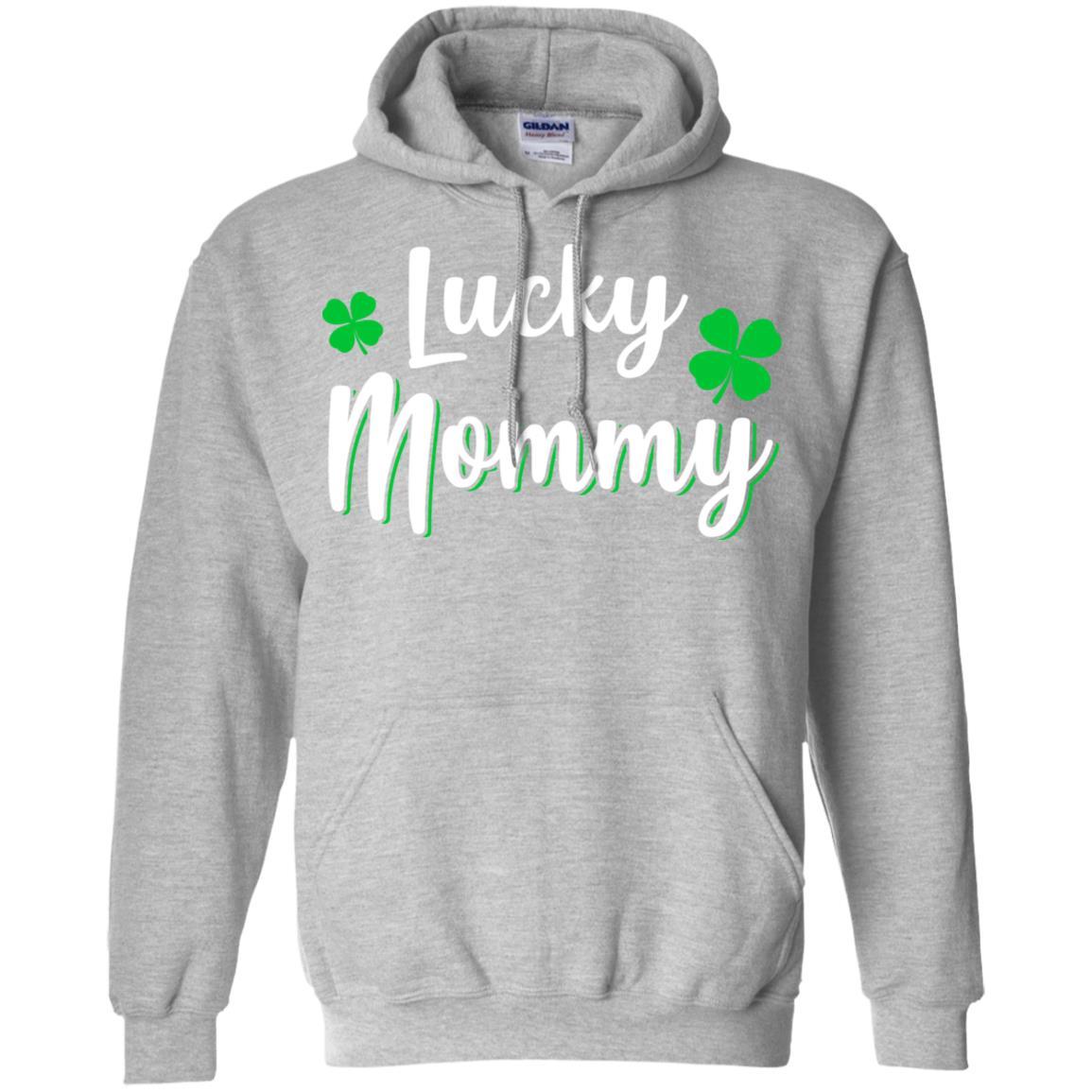 Luckiest Lucky Mommy St Patricks Day-T-Shirt & Hoodie-Pullover Hoodie-Sport Grey