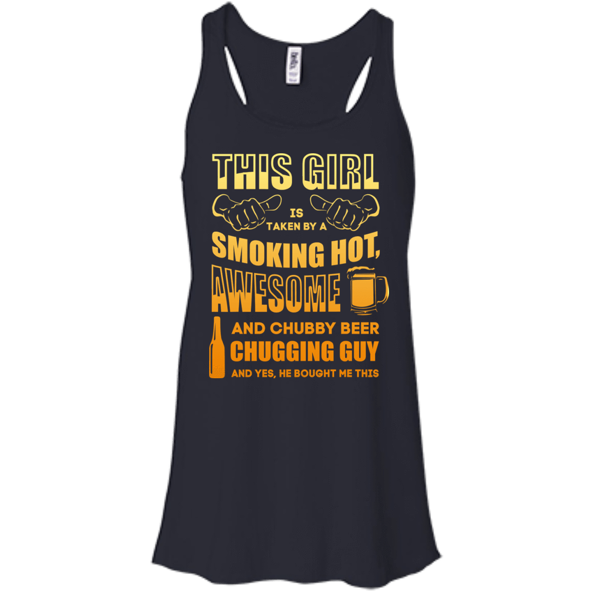 Taken By Hot Chubby Beer Chugging Guy-T-Shirt & Hoodie-Women's Flowy Racerback Tank-Midnight