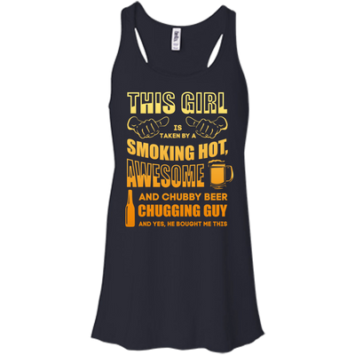 Taken By Hot Chubby Beer Chugging Guy-T-Shirt & Hoodie-Women's Flowy Racerback Tank-Midnight