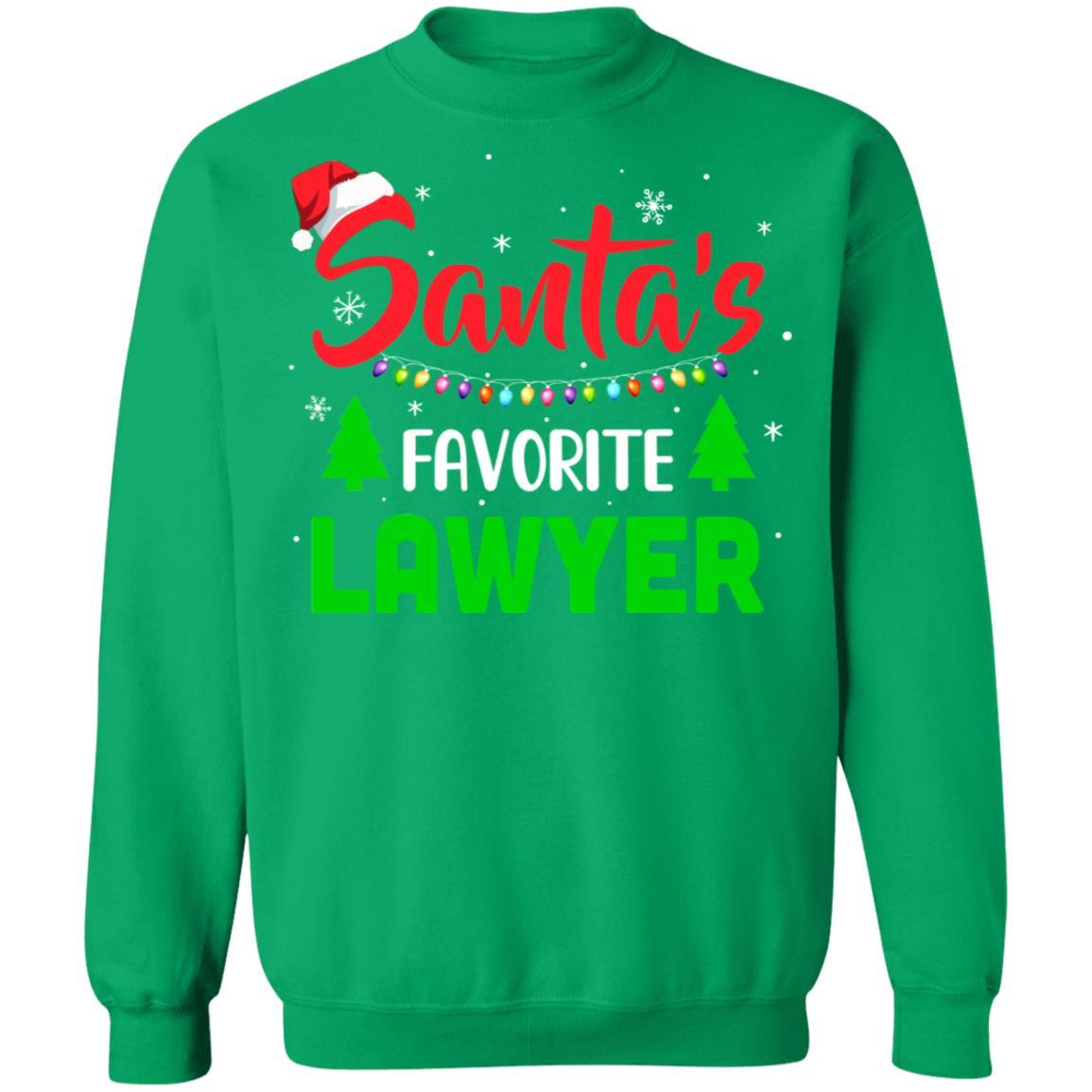 Santa's Favorite Lawyer Funny Christmas Xmas Gifts-T-Shirt & Sweatshirt-Crewneck Sweatshirt-Irish Green