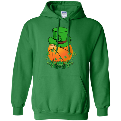 Shamrock Basketball Leprechaun St Patricks Day-T-Shirt & Hoodie-Pullover Hoodie-Irish Green