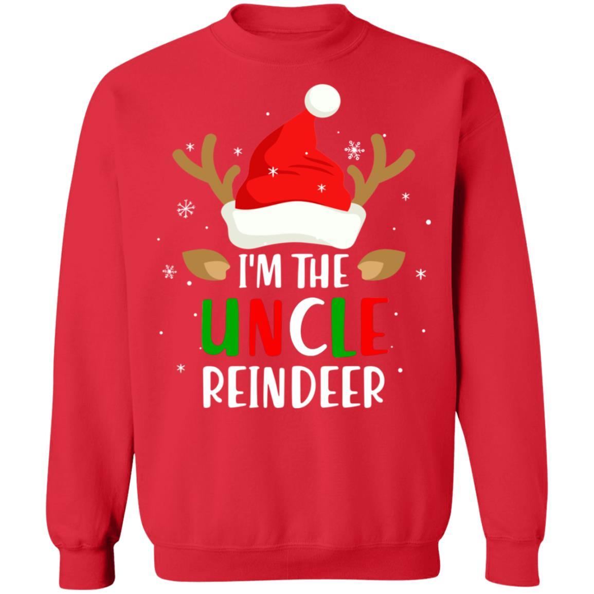 I'm The Uncle Reindeer Matching Family Christmas-T-Shirt & Sweatshirt-Crewneck Sweatshirt-Red