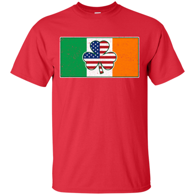 Shamrock Irish Ireland USA American Flag Gift-T-Shirt & Hoodie-Classic T-Shirt-Red