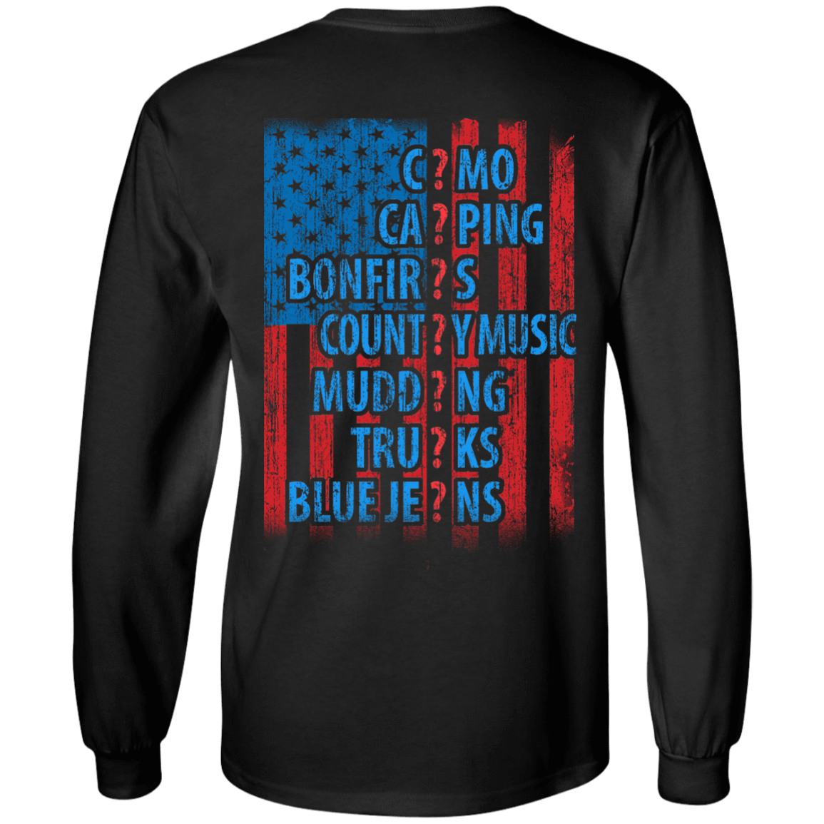 I LOVE AMERICAN COUNTRY-T-Shirt & Hoodie-Long Sleeve T-Shirt-Black