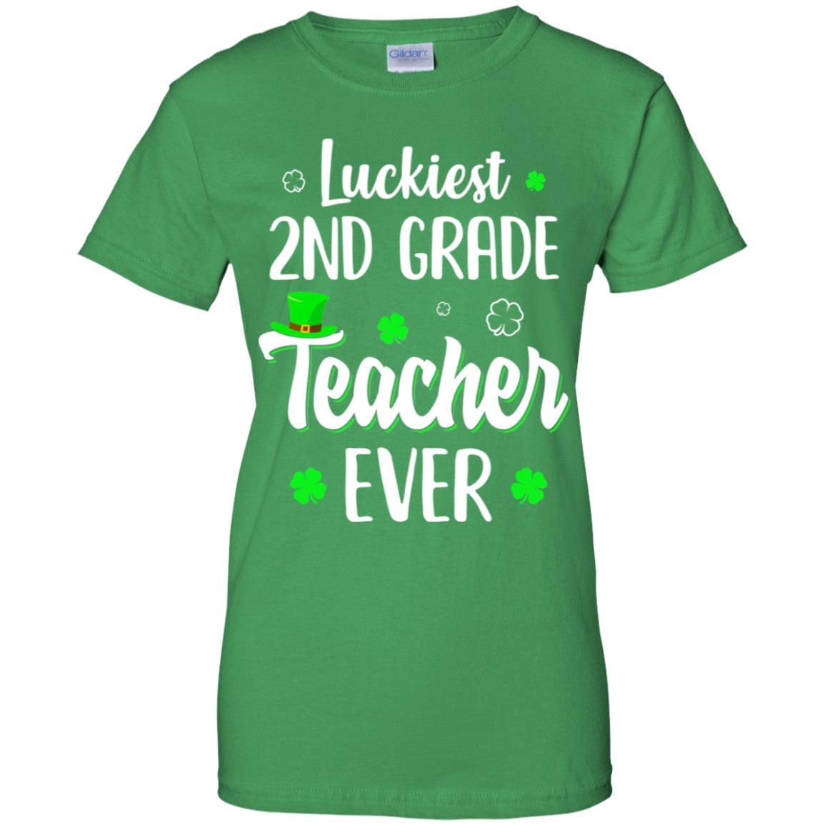 Luckiest 2nd Grade Teacher Ever Irish St Patricks Day-T-Shirt & Hoodie-Women's T-Shirt-Irish Green