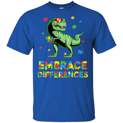 Dinosaur Puzzle Autism Awareness Embrace Differences-T-Shirt & Hoodie-Classic T-Shirt-Royal