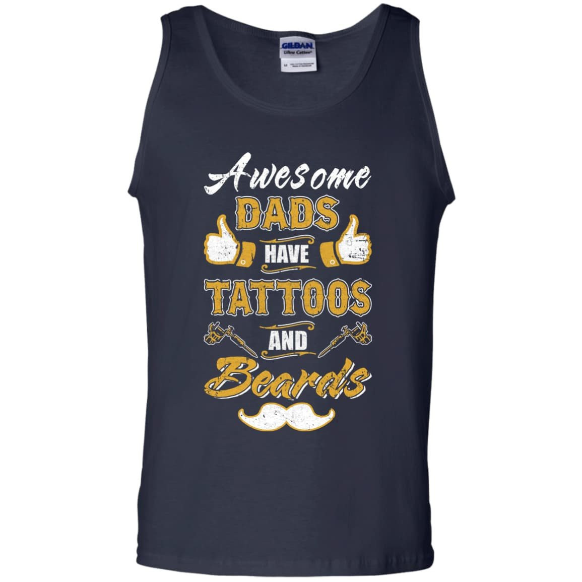 Awesome Dads Have Tattoos And Beards-T-Shirt & Hoodie-Unisex Tank-Navy