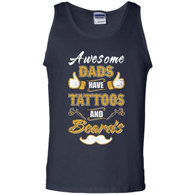 Awesome Dads Have Tattoos And Beards-T-Shirt & Hoodie-Unisex Tank-Navy