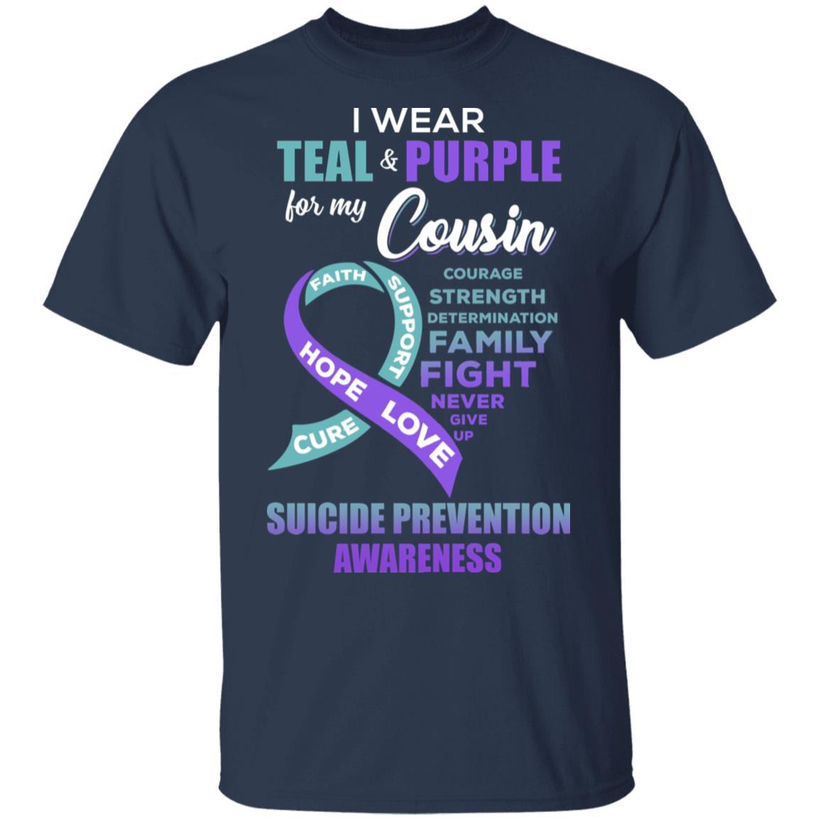 Suicide Prevention I Wear Teal And Purple For My Cousin-T-Shirt & Hoodie-Classic T-Shirt-Navy
