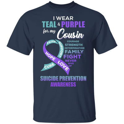 Suicide Prevention I Wear Teal And Purple For My Cousin-T-Shirt & Hoodie-Classic T-Shirt-Navy