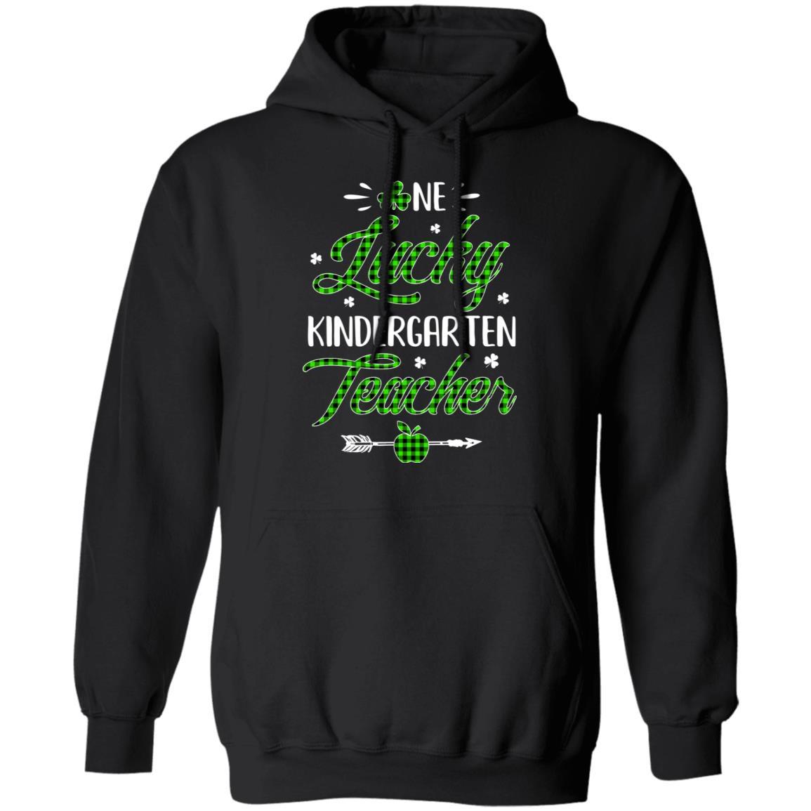 One Lucky Kindergarten Teacher St Patricks Day Irish Gift-T-Shirt & Hoodie-Pullover Hoodie-Black