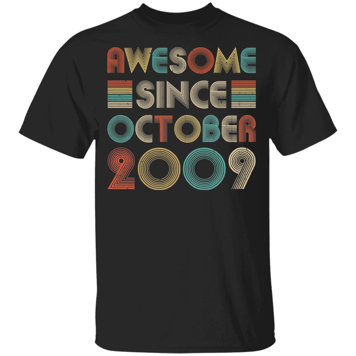 Awesome Since October 2009 Vintage 12th Birthday Gifts Youth-Youth Shirt-Youth T-Shirt-Black