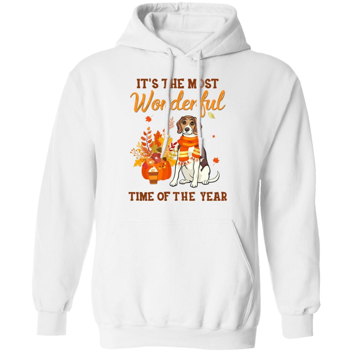 Beagle Autumn It's The Most Wonderful Time Of The Year-T-Shirt & Hoodie-Pullover Hoodie-White