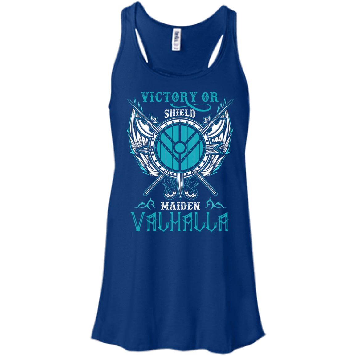Shieldmaiden Victory Or Valhalla-T-Shirt & Hoodie-Women's Flowy Racerback Tank-True Royal