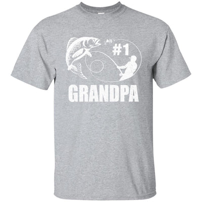 #1 Grandpa Fishing Fisherman Best Fathers Day Gift-T-Shirt & Hoodie-Classic T-Shirt-Sport Grey