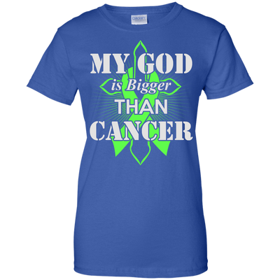 My God Is Bigger Than Cancer Green Awareness Ribbon-T-Shirt & Hoodie-Women's T-Shirt-Royal