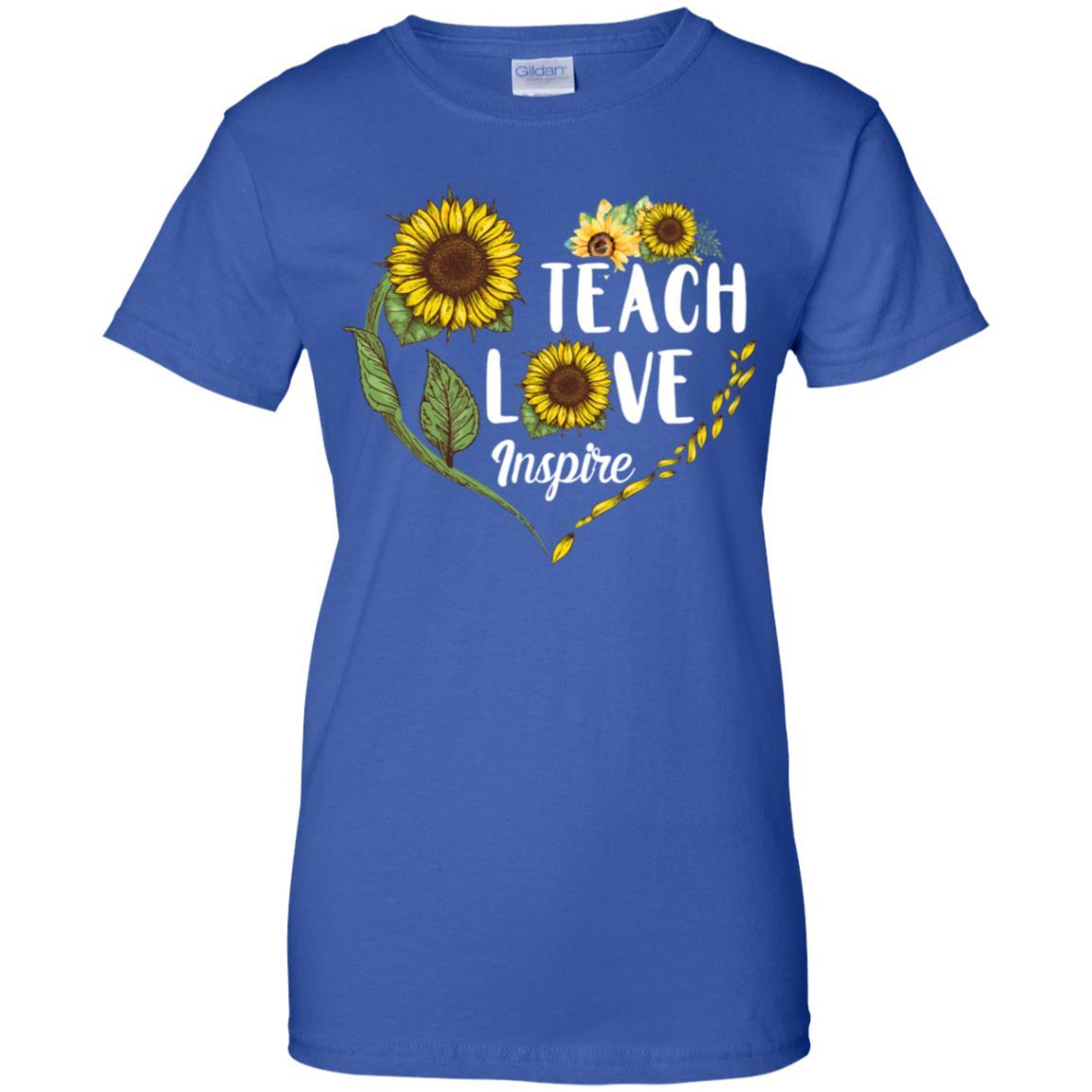 Sunflower Teach Love Inspire Teaching Gift For Teacher-T-Shirt & Hoodie-Women's T-Shirt-Royal