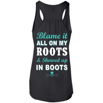 SHOWED UP IN BOOTS-T-Shirt & Hoodie-Women's Flowy Racerback Tank-Black