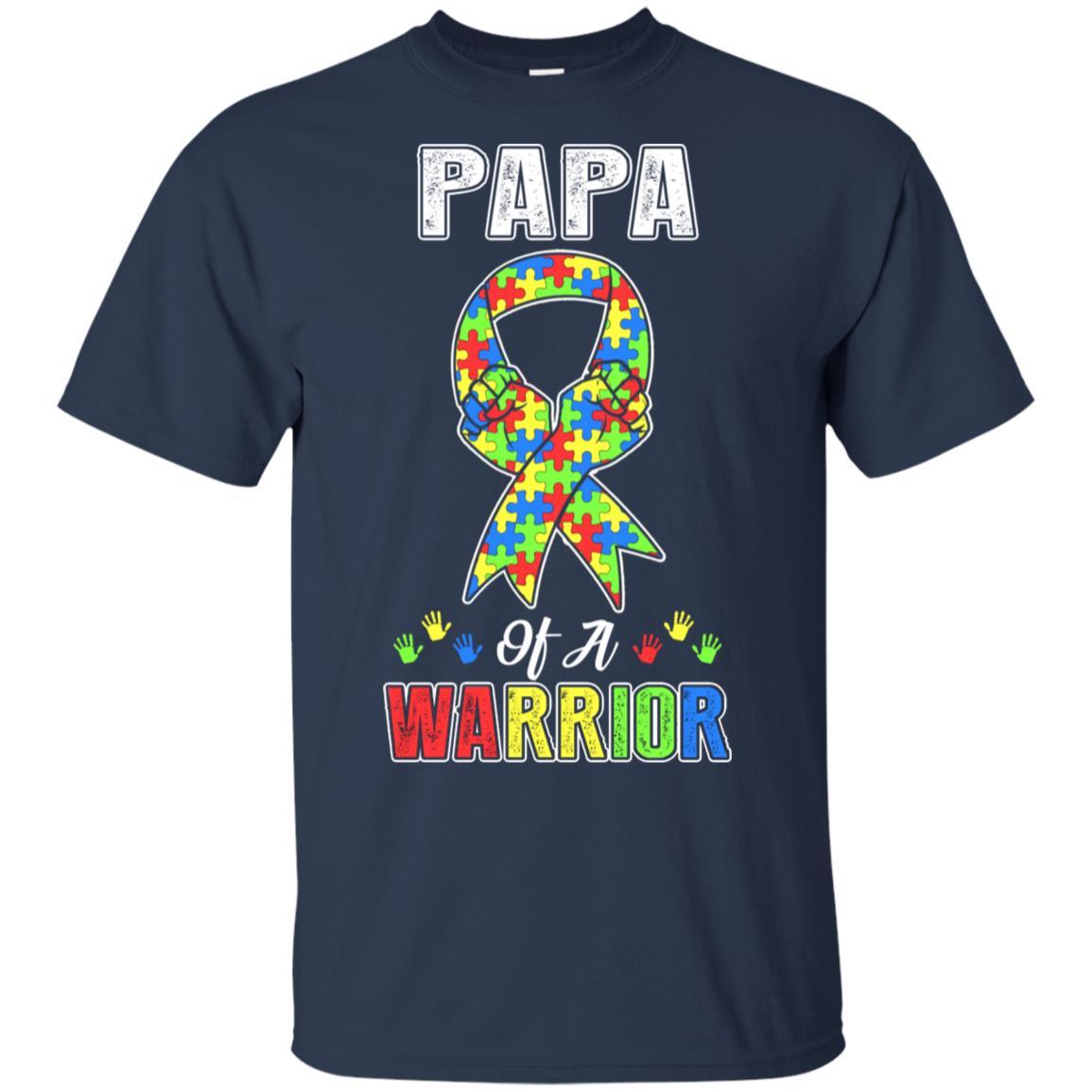 Papa Of A Warrior Support Autism Awareness Gift-T-Shirt & Hoodie-Classic T-Shirt-Navy