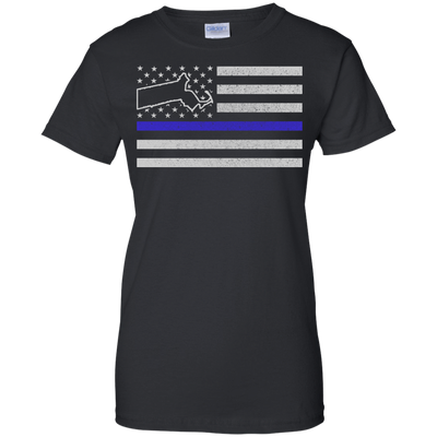 Massachusetts Thin Blue Line Police State-T-Shirt & Hoodie-Women's T-Shirt-Black