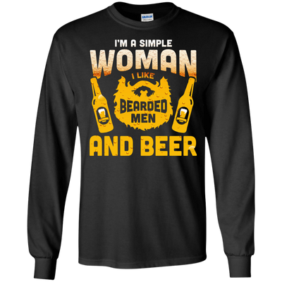 I'm A Simple Woman I Like Bearded Men And Beer-T-Shirt & Hoodie-Long Sleeve T-Shirt-Black