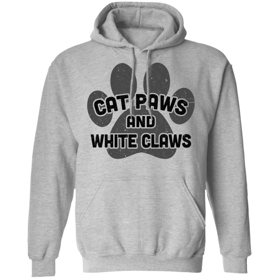 Cat Paws And White Claws Funny Cute Cat Lover-T-Shirt & Hoodie-Pullover Hoodie-Sport Grey