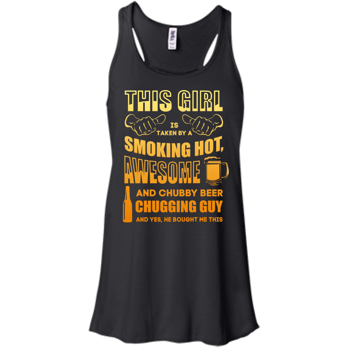 Taken By Hot Chubby Beer Chugging Guy-T-Shirt & Hoodie-Women's Flowy Racerback Tank-Black