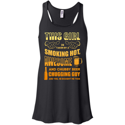 Taken By Hot Chubby Beer Chugging Guy-T-Shirt & Hoodie-Women's Flowy Racerback Tank-Black