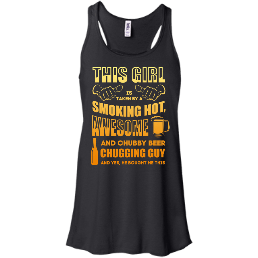 Taken By Hot Chubby Beer Chugging Guy-T-Shirt & Hoodie-Women's Flowy Racerback Tank-Black