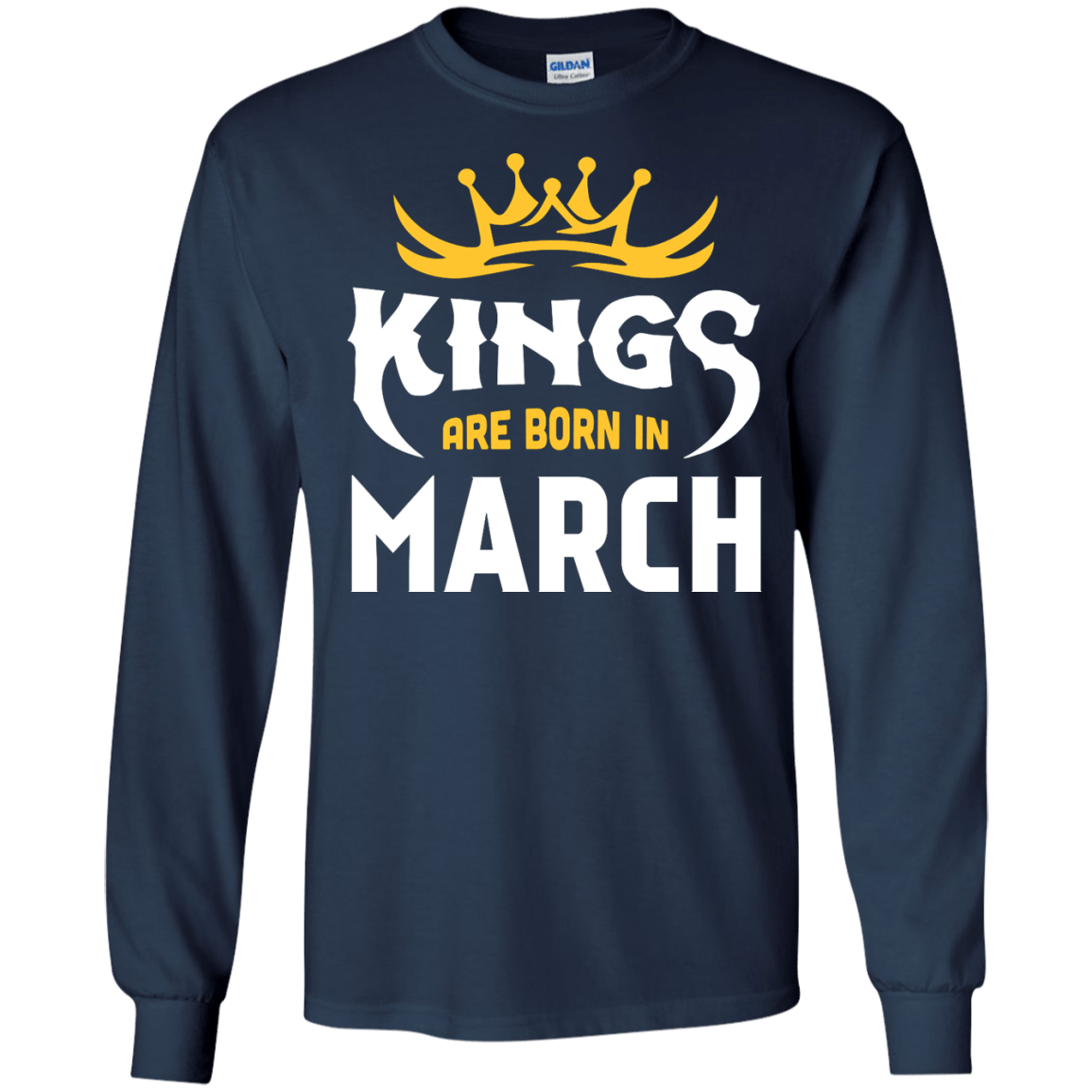 Kings Are Born In March-T-Shirt & Hoodie-Long Sleeve T-Shirt-Navy