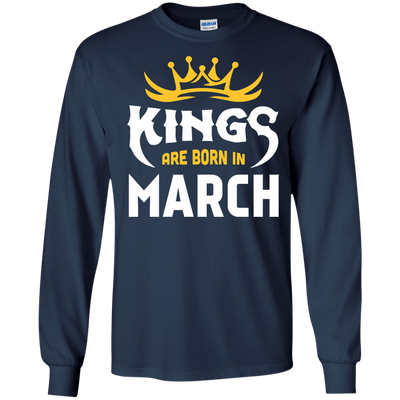 Kings Are Born In March-T-Shirt & Hoodie-Long Sleeve T-Shirt-Navy