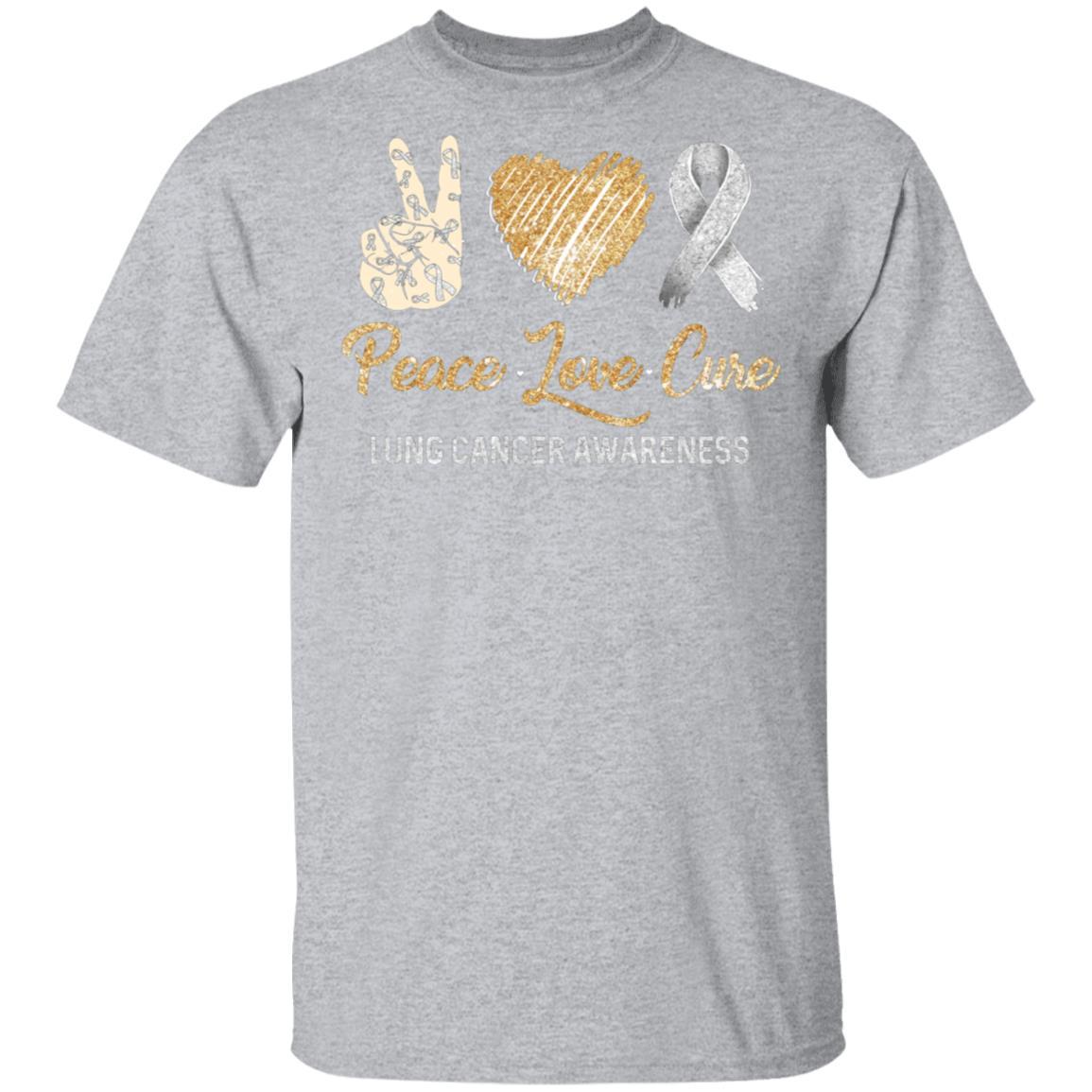 Peace Love Cure Lung Cancer Awareness-T-Shirt & Hoodie-Classic T-Shirt-Sport Grey
