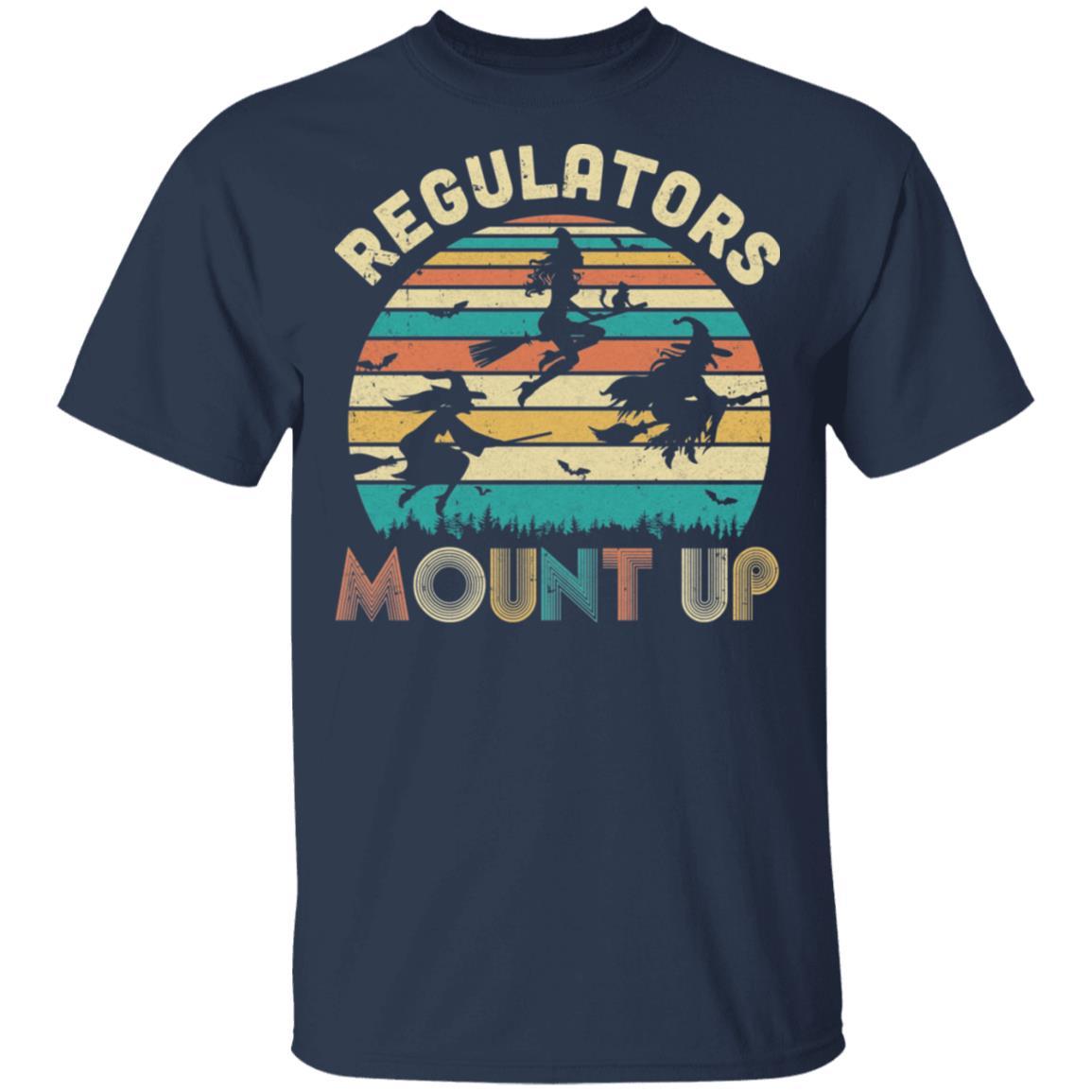 Vintage Regulators Mount Up Funny Halloween Witch-T-Shirt & Tank Top-Classic T-Shirt-Navy