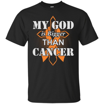 My God Is Bigger Than Cancer Orange Awareness Ribbon-T-Shirt & Hoodie-Classic T-Shirt-Black