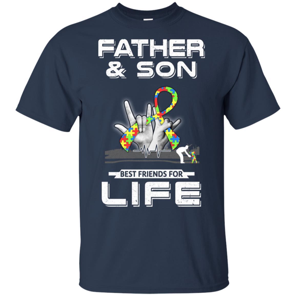 Father And Son Best Friends For Life Autism Awareness-T-Shirt & Hoodie-Classic T-Shirt-Navy
