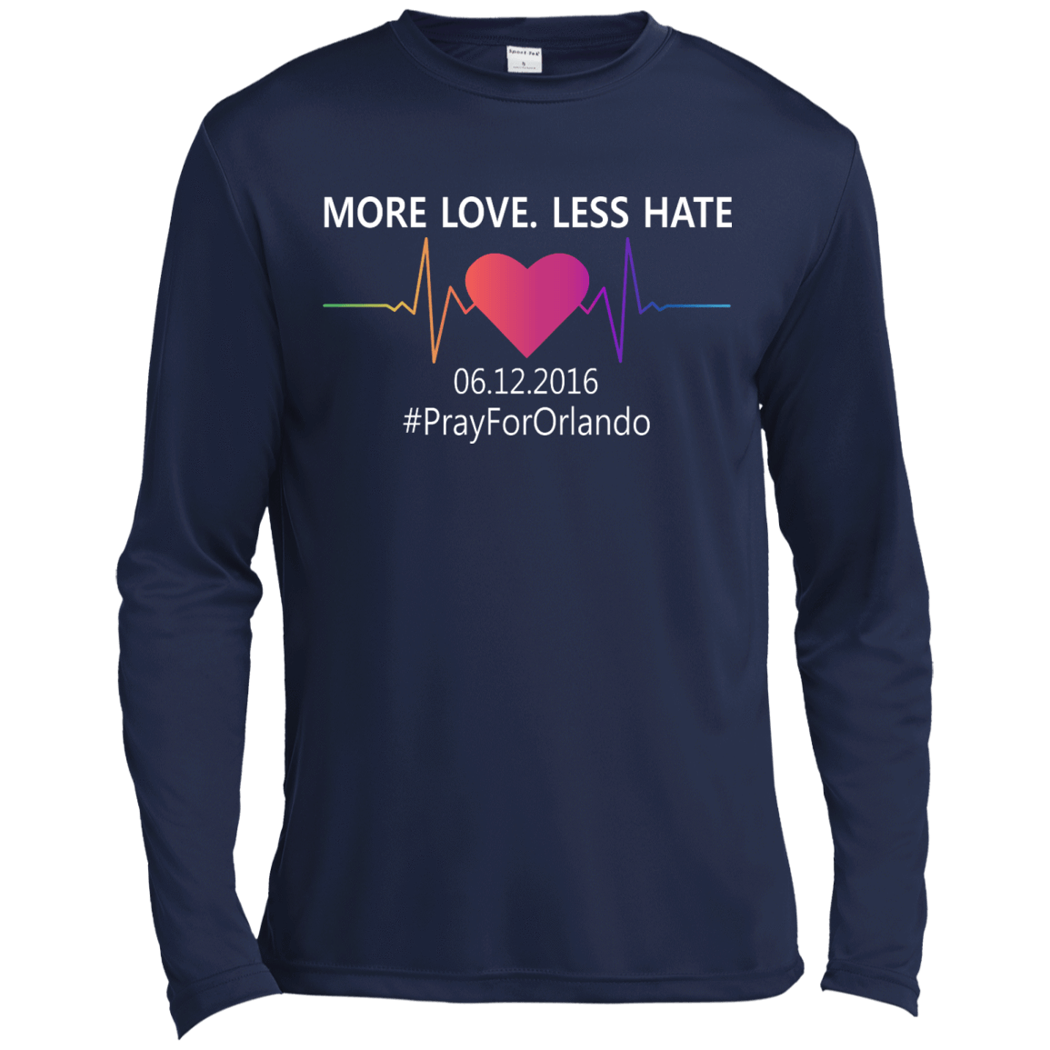 More Love Less Hate - Orlando-T-Shirt & Hoodie-Long Sleeve T-Shirt-Navy