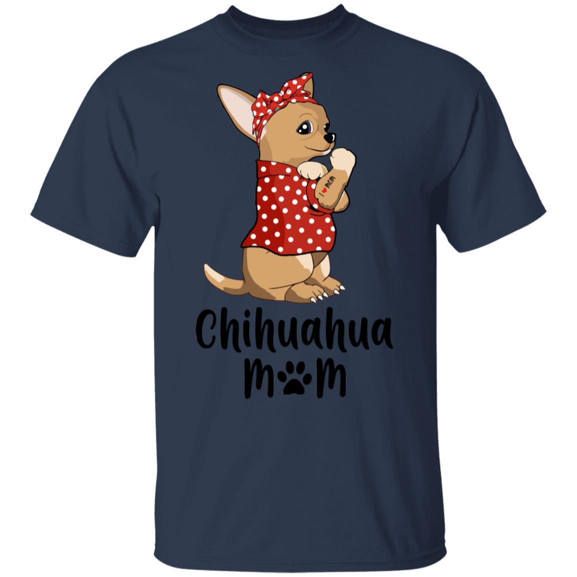 I Love Mom Chihuahua Mom Dog Lover Gifts-T-Shirt & Tank Top-Classic T-Shirt-Navy