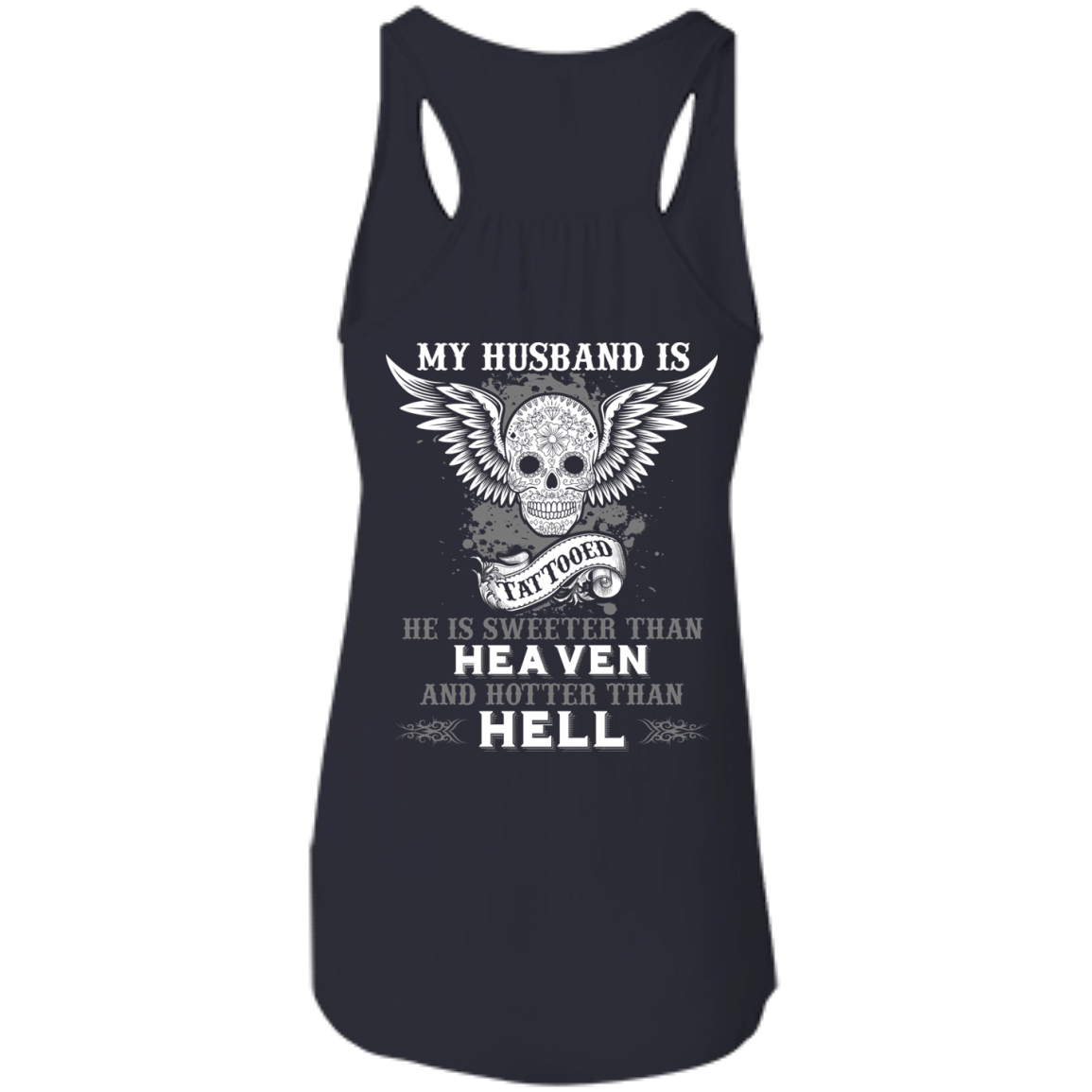 My Husband Is Tattooted-T-Shirt & Hoodie-Women's Flowy Racerback Tank-Midnight