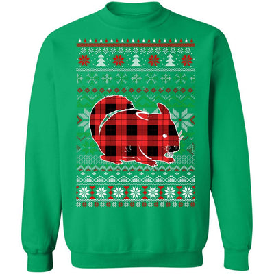 Chinchilla Red Plaid Ugly Christmas Sweater Funny Gifts-T-Shirt & Sweatshirt-Crewneck Sweatshirt-Irish Green